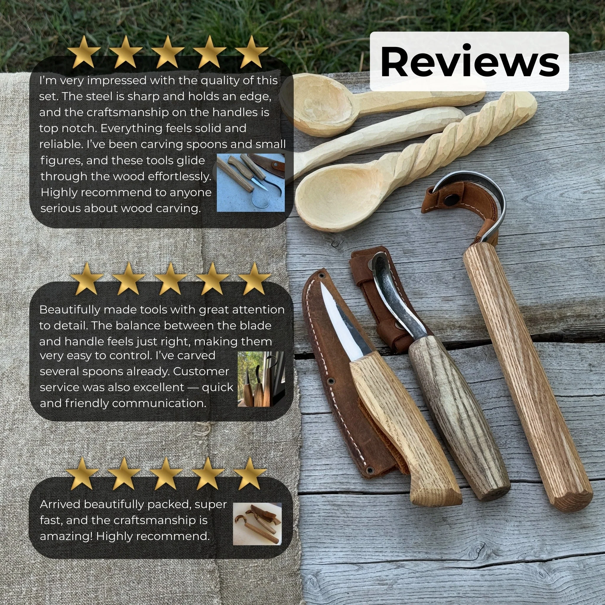 3-Piece Carving Knife Set for Spoon Carving - Image 11