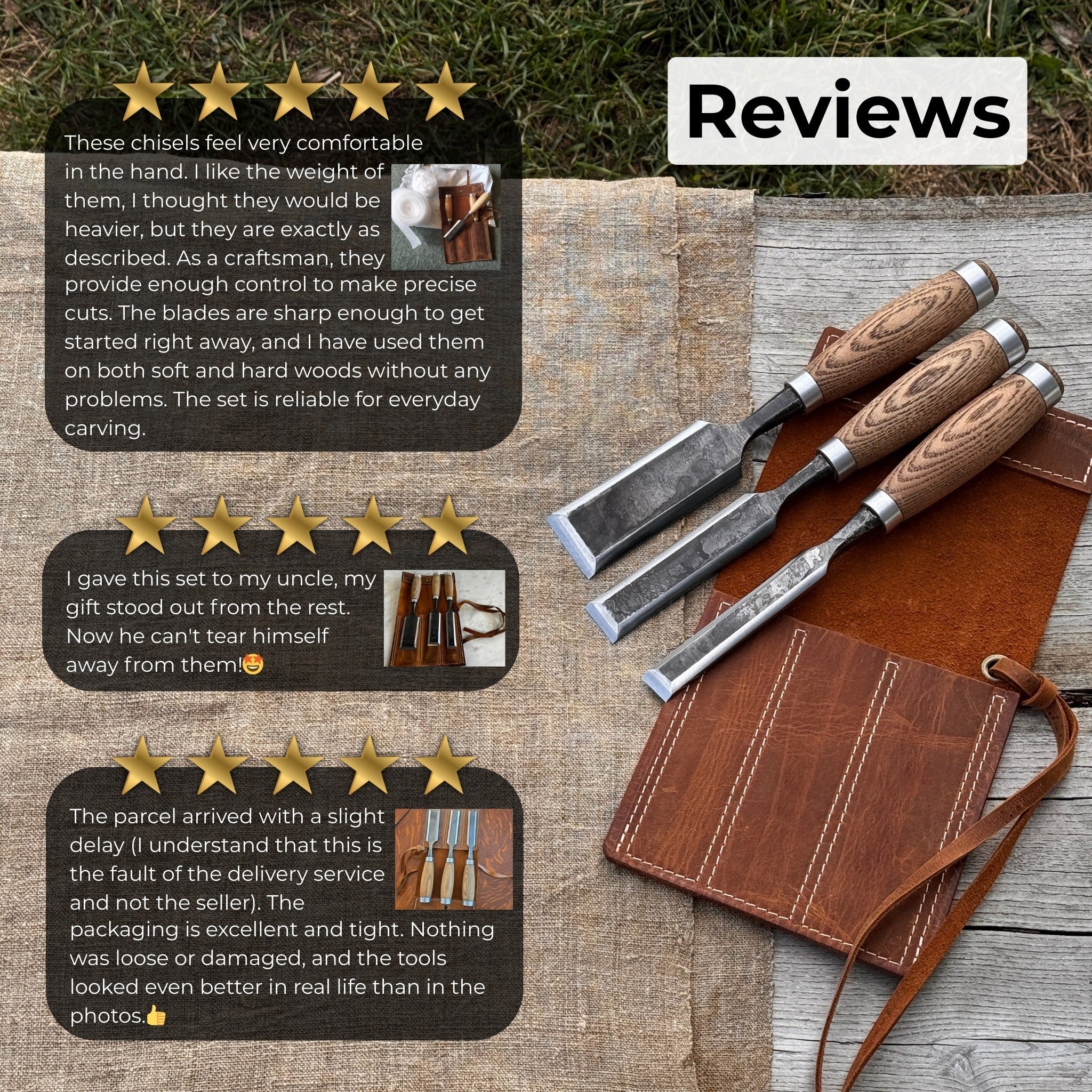 3-Piece Wood Carving Chisel Set - Image 10