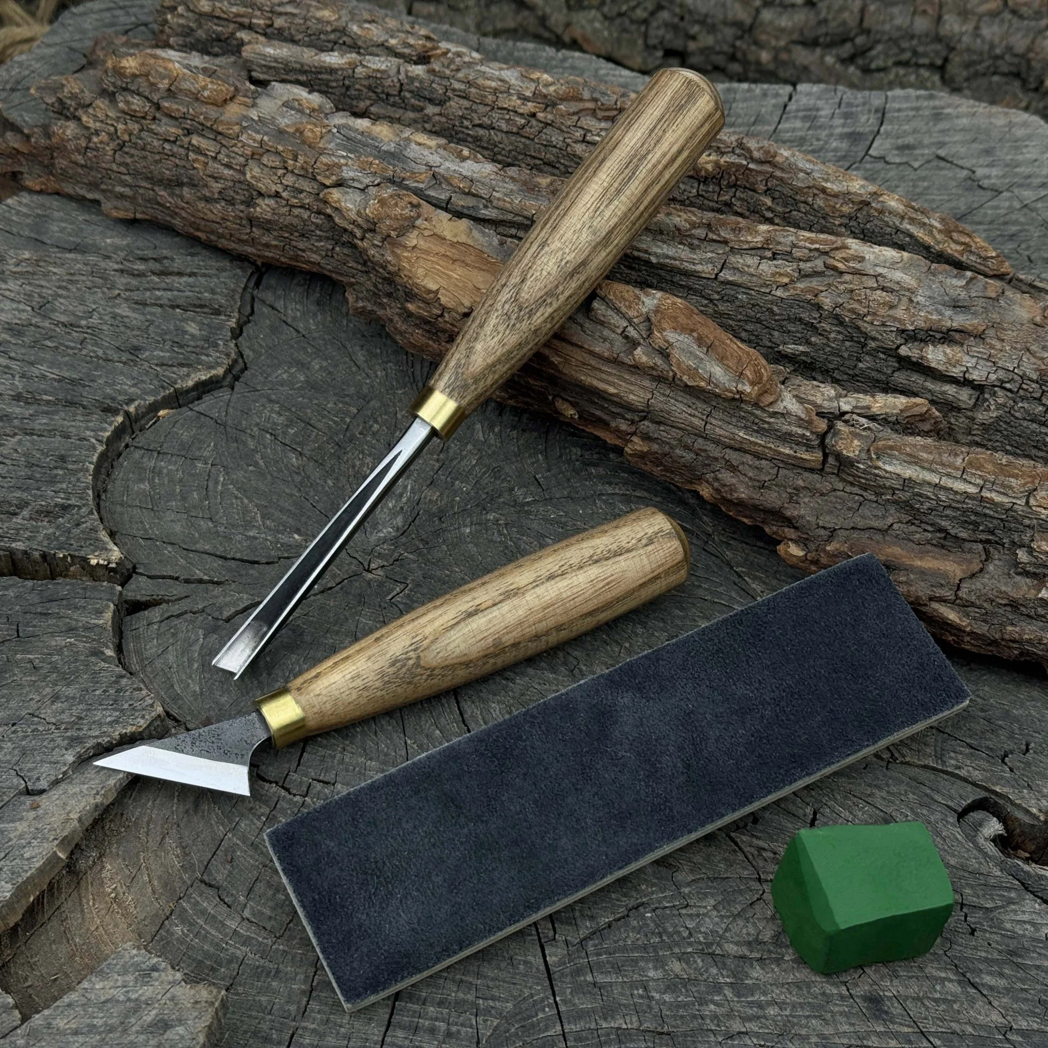 3-Piece Wood Carving Tool Set with Leather Strop - Image 3