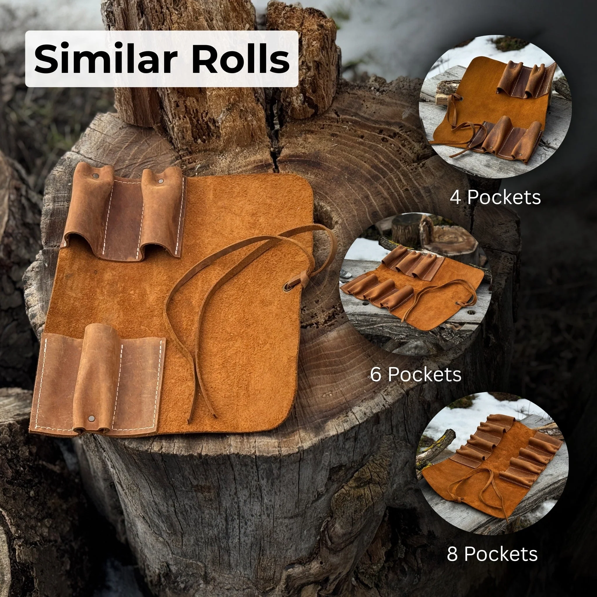 3 Pocket Leather Tool Roll - Image 12