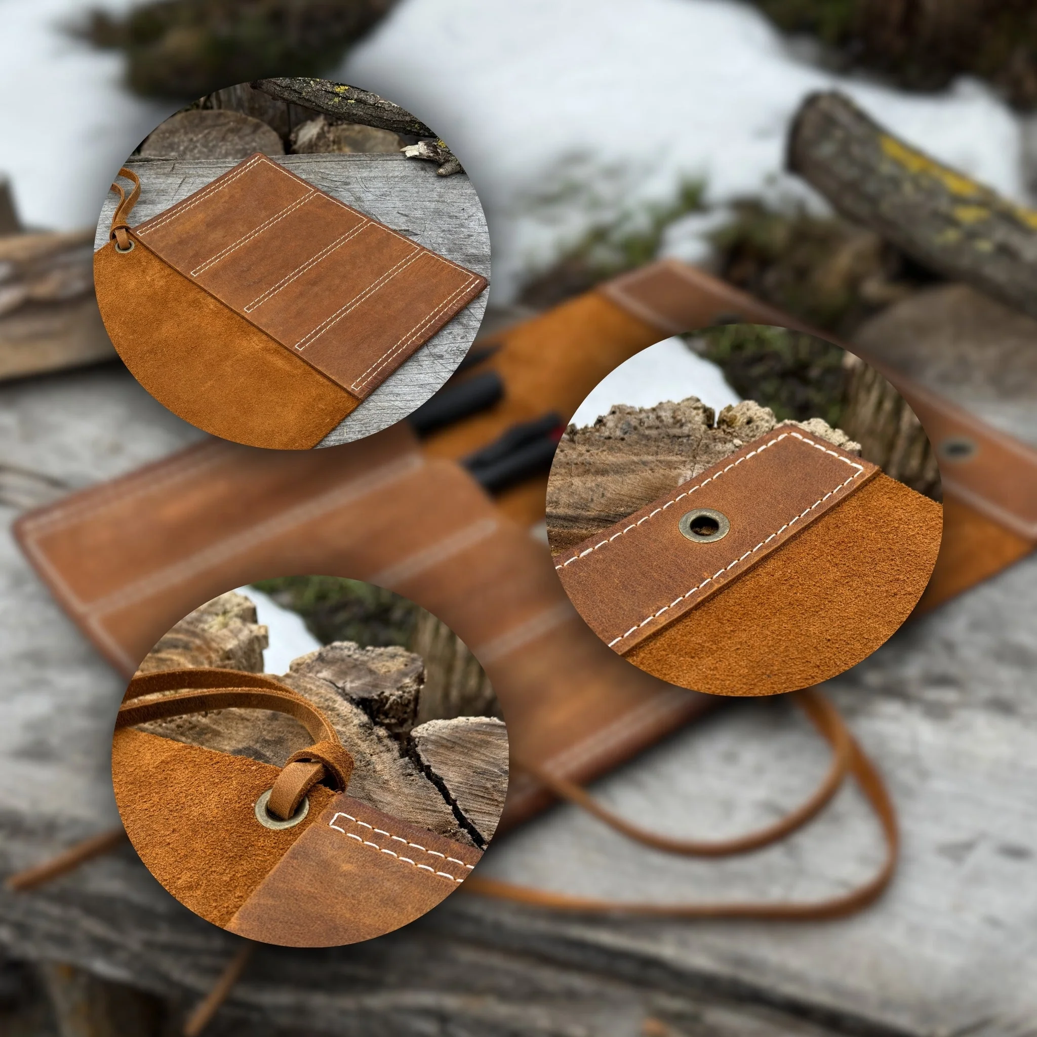 4 Pocket Leather Chisel Roll - Image 7