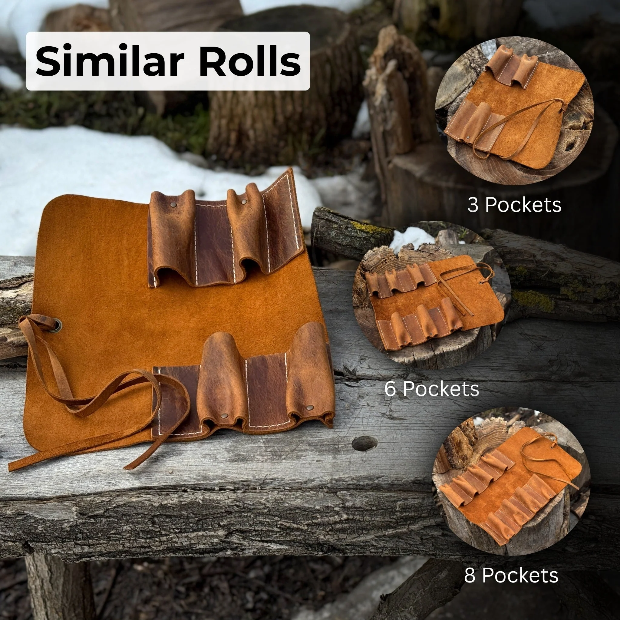 4 Pocket Leather Tool Roll - Image 12