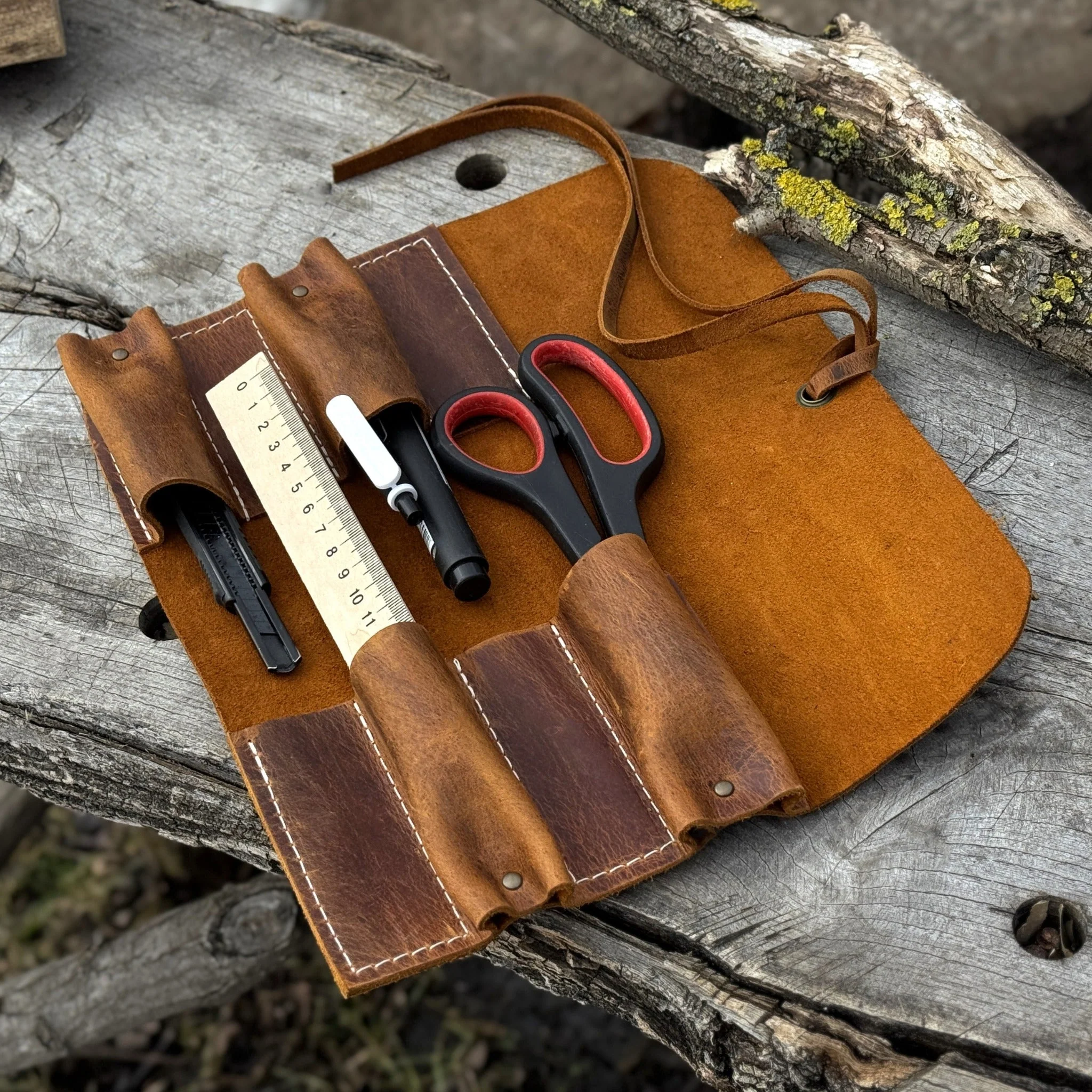 4 Pocket Leather Tool Roll - Image 14