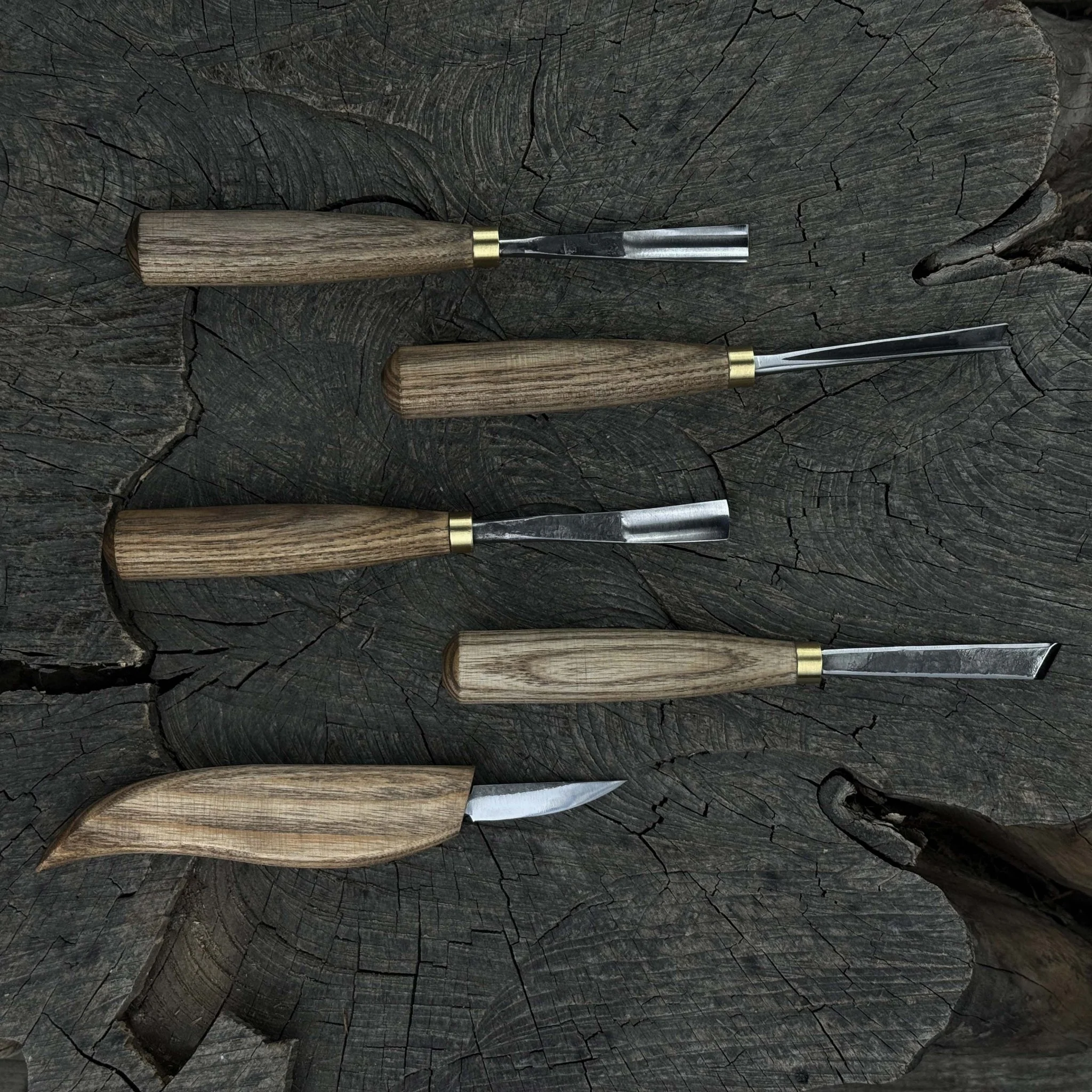 5-Piece Hand-Forged Wood Carving Tool Set - Image 2