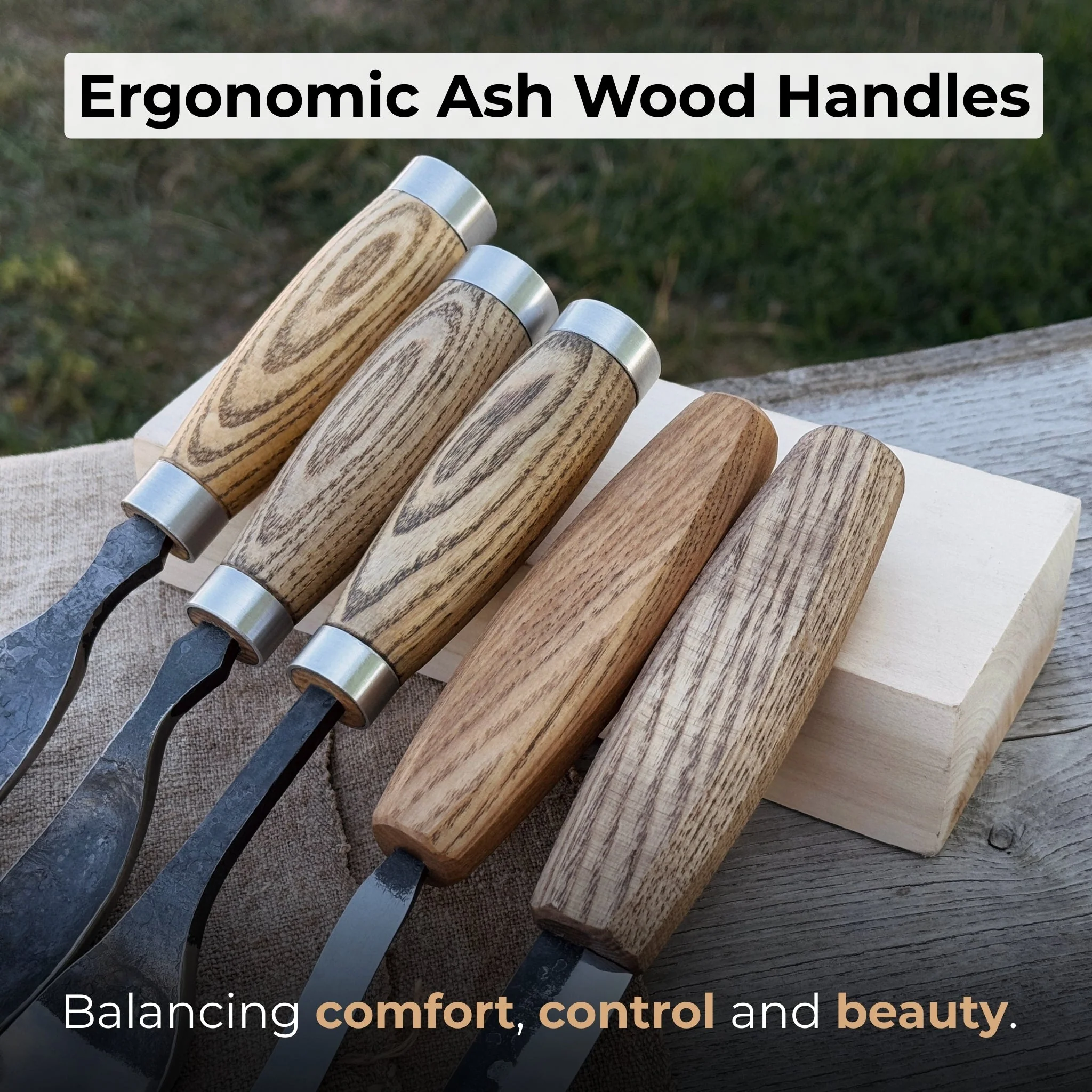5-Piece Spoon & Bowl Carving Tool Set with Leather Sheaths - Image 4