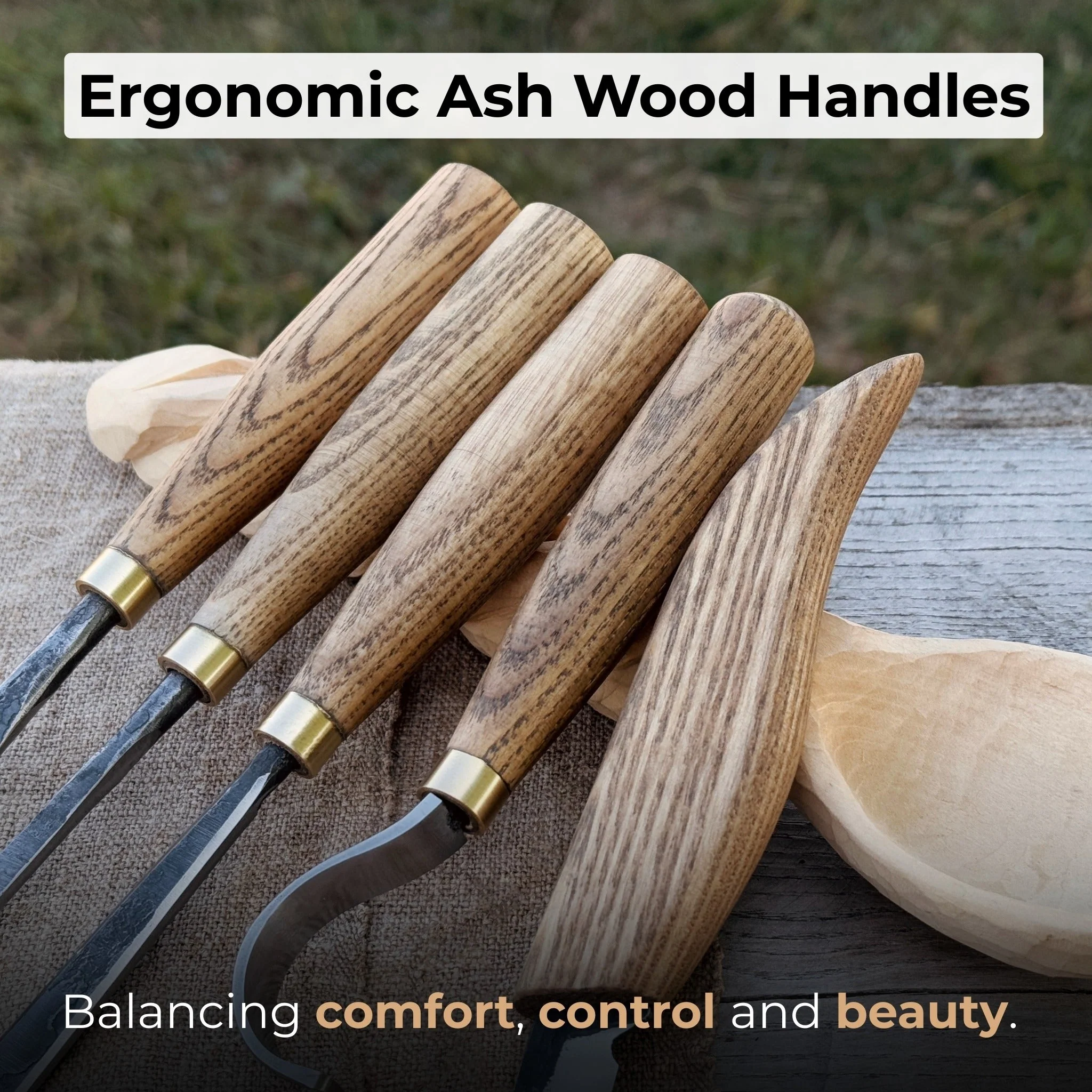 5-Piece Spoon Carving Tool Set with Leather Strop and Case - Image 4