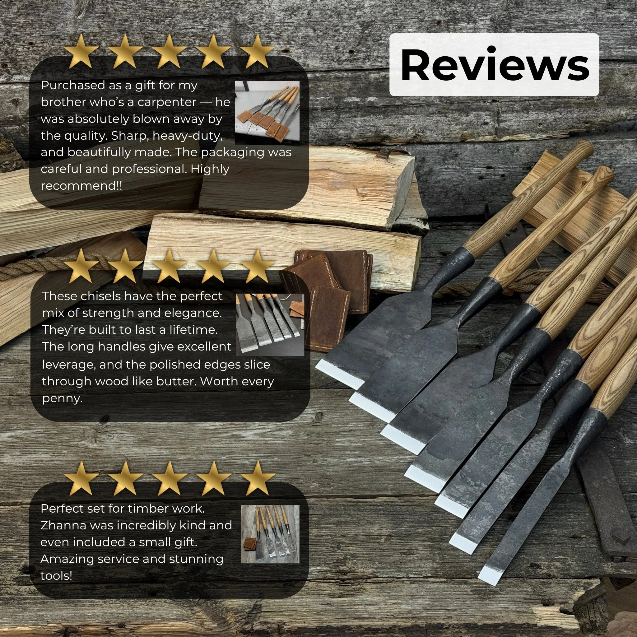 7-Piece Long Timber Framing Chisel Set - Image 11