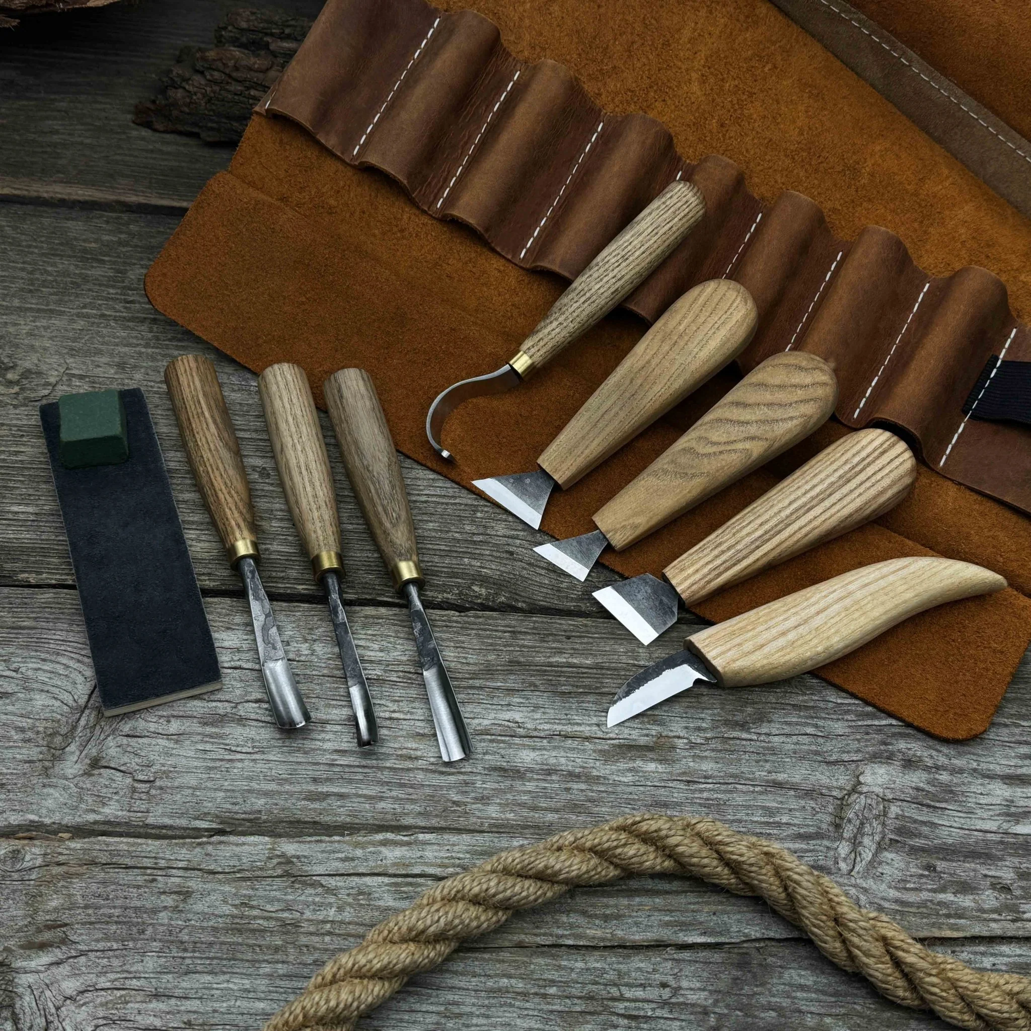 8-Piece Spoon Carving Tool Set with Sharpening Board - Image 2