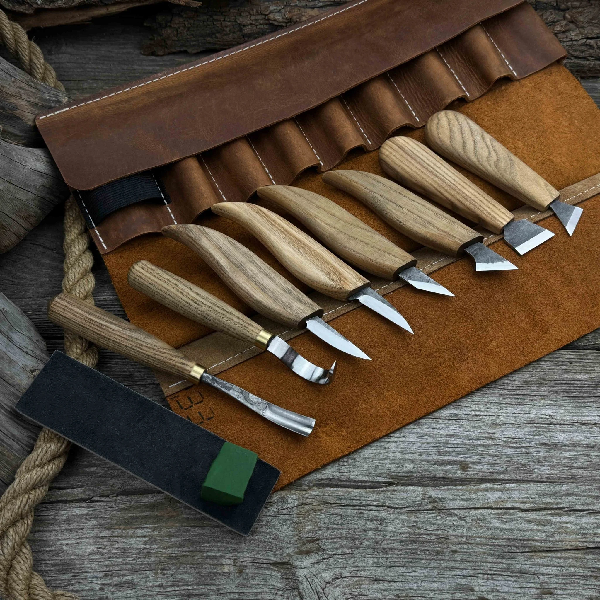9-Piece Spoon Carving Tool Set with Sharpening Board - Image 2