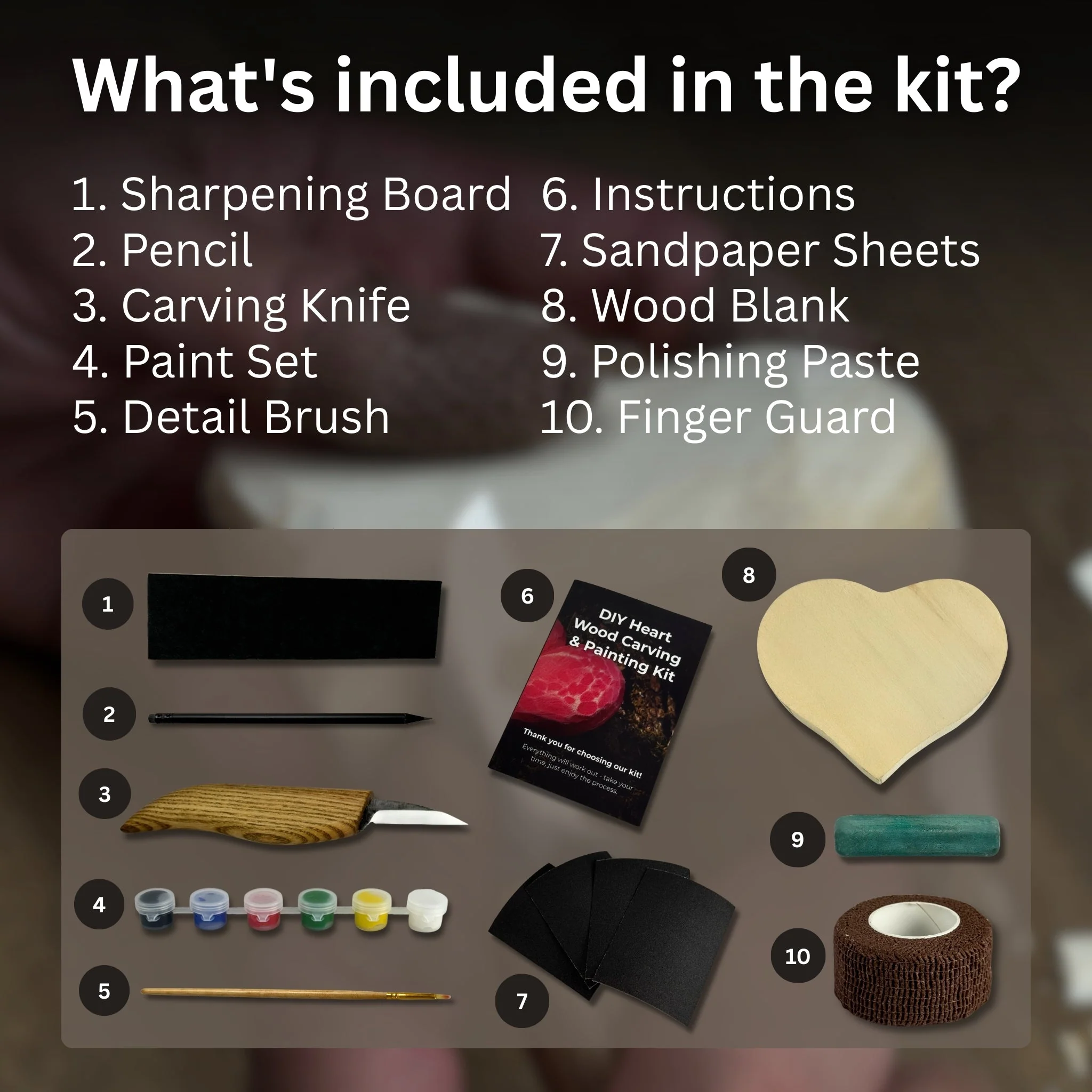Beginner Heart Wood Carving & Painting Kit — Complete DIY Hobby Set for Adults and Kids - Image 2