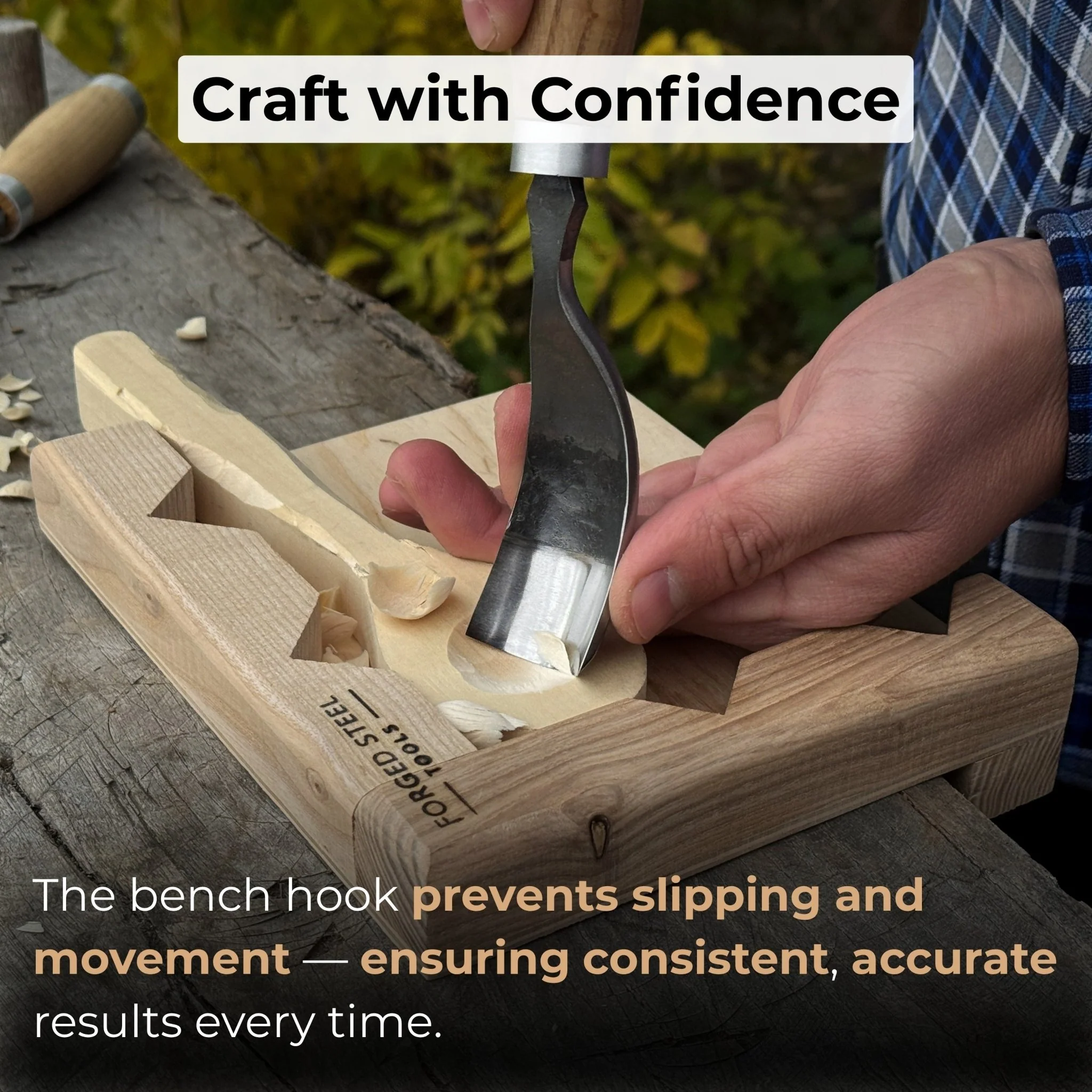 Bench Hook for Wood Carving and Chiseling – Handcrafted Wooden Work Support - Image 5