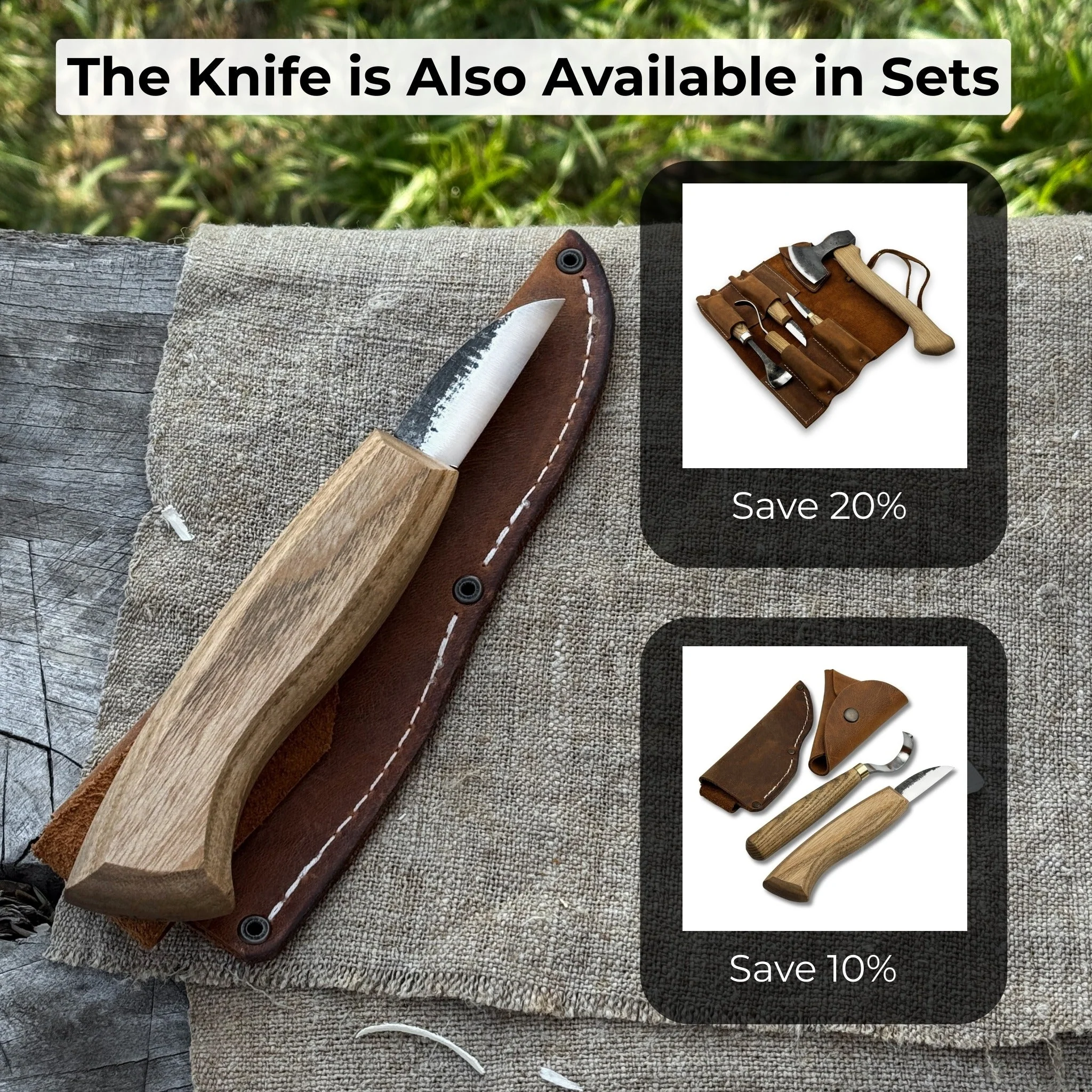 Detail Wood Carving Knife with Leather Sheath, Blade 5 cm (1.97 inches) - Image 11