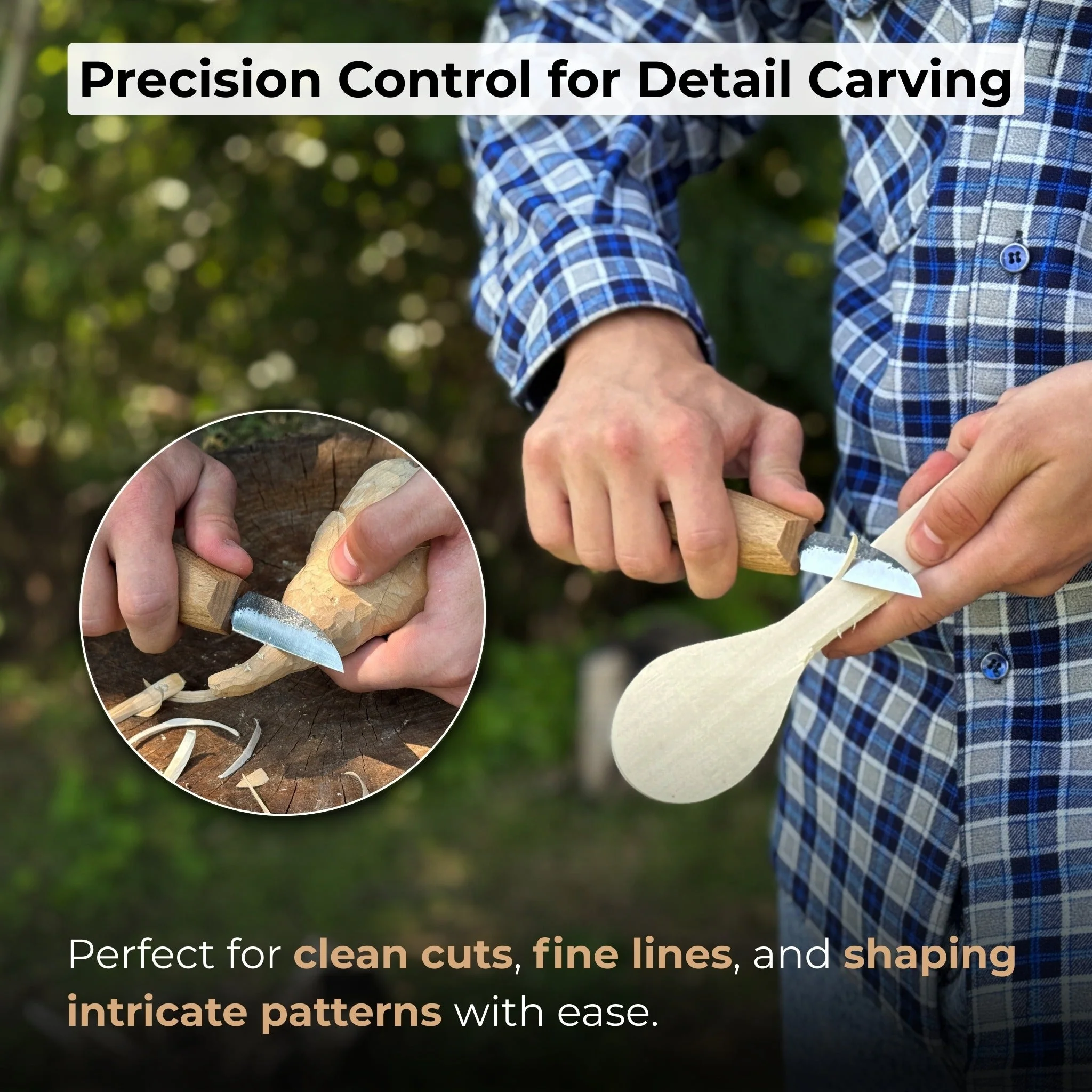 Detail Wood Carving Knife with Leather Sheath, Blade 5 cm (1.97 inches) - Image 7