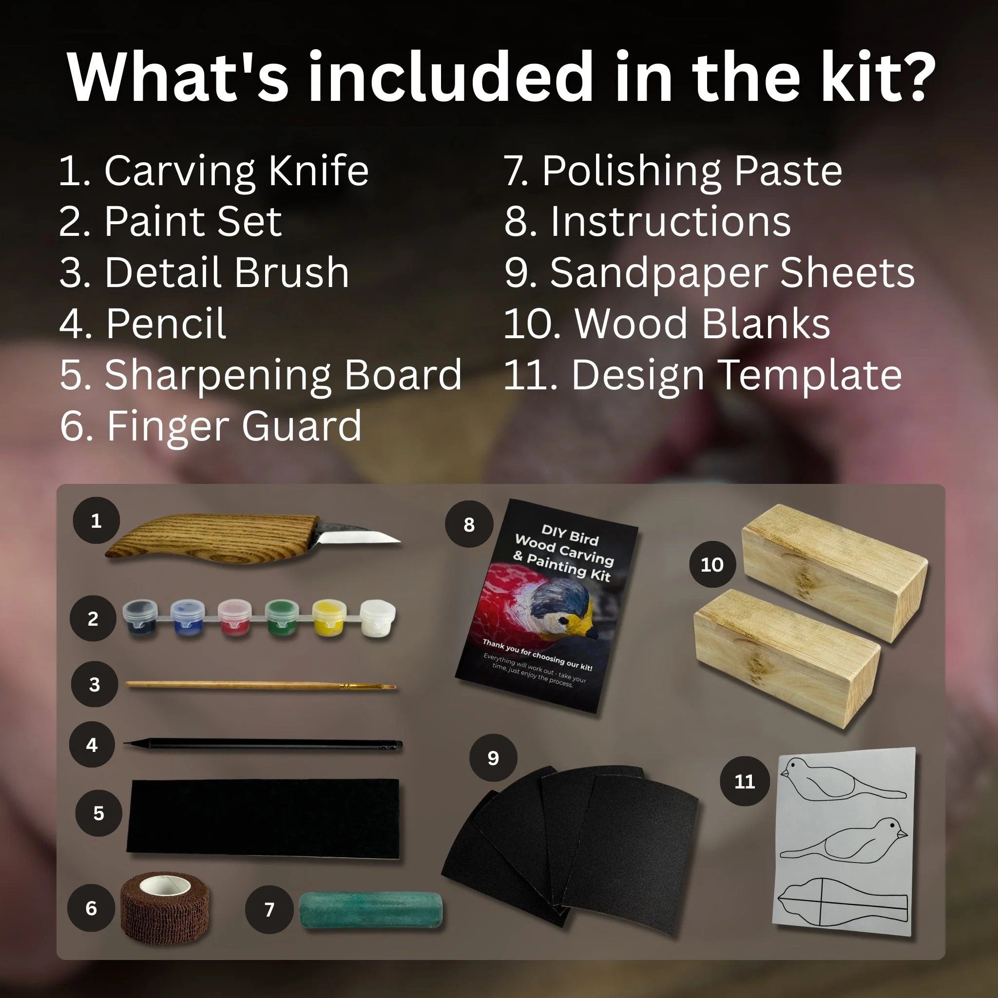 DIY Bird Wood Carving & Painting Kit - Image 2