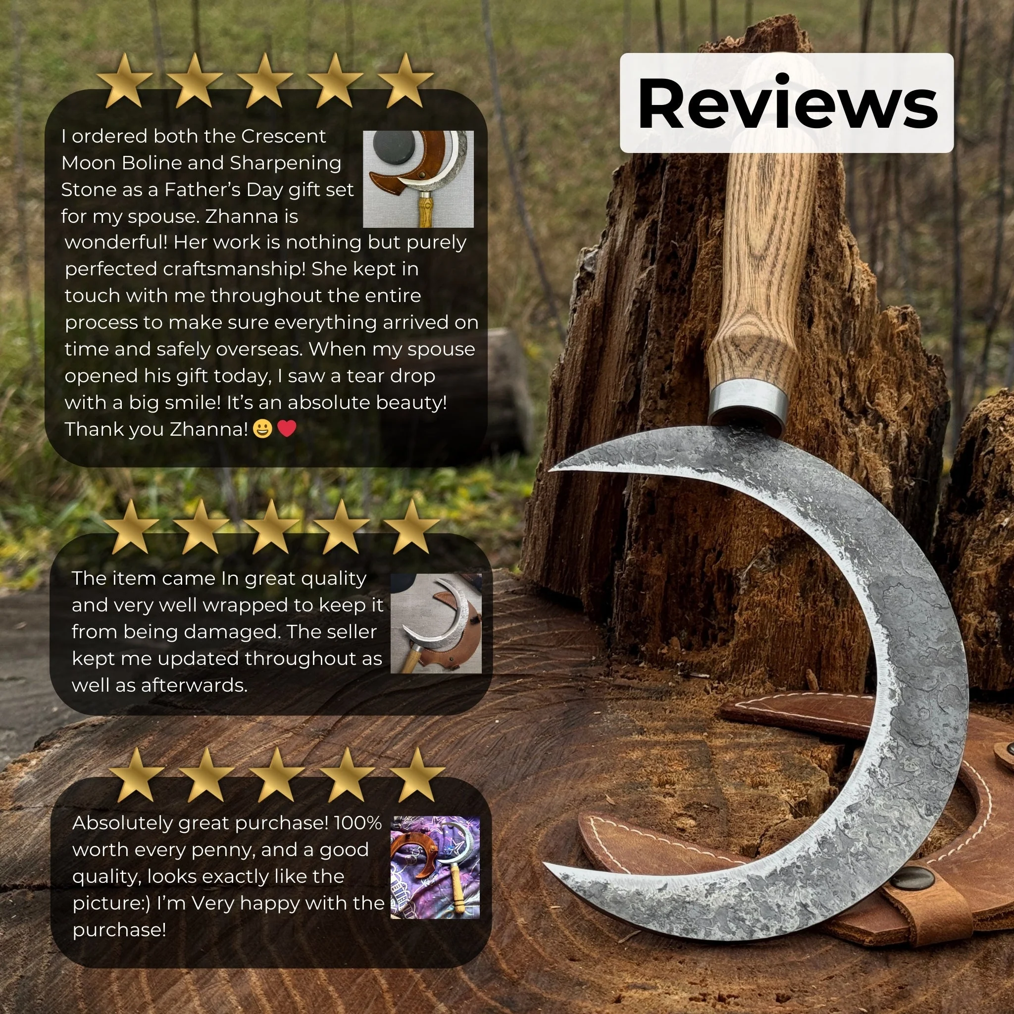 Hand-Forged Athame Ritual Witch Sickle, ⌀16.5 cm (6.5 inches) - Image 10