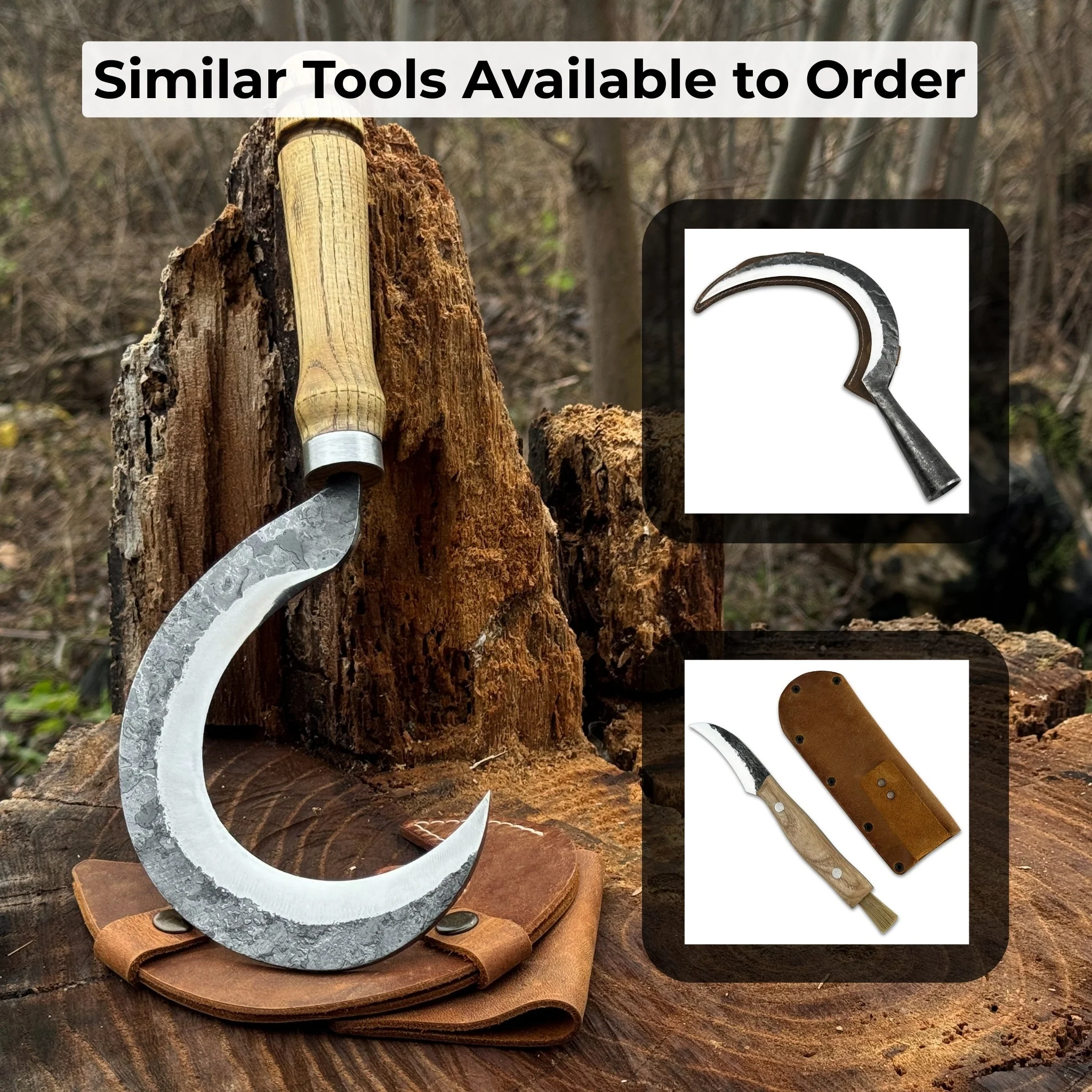 Hand-Forged Small Sickle – 9 cm (3.54 inches) Blade with Leather Belt Attachment - Image 11