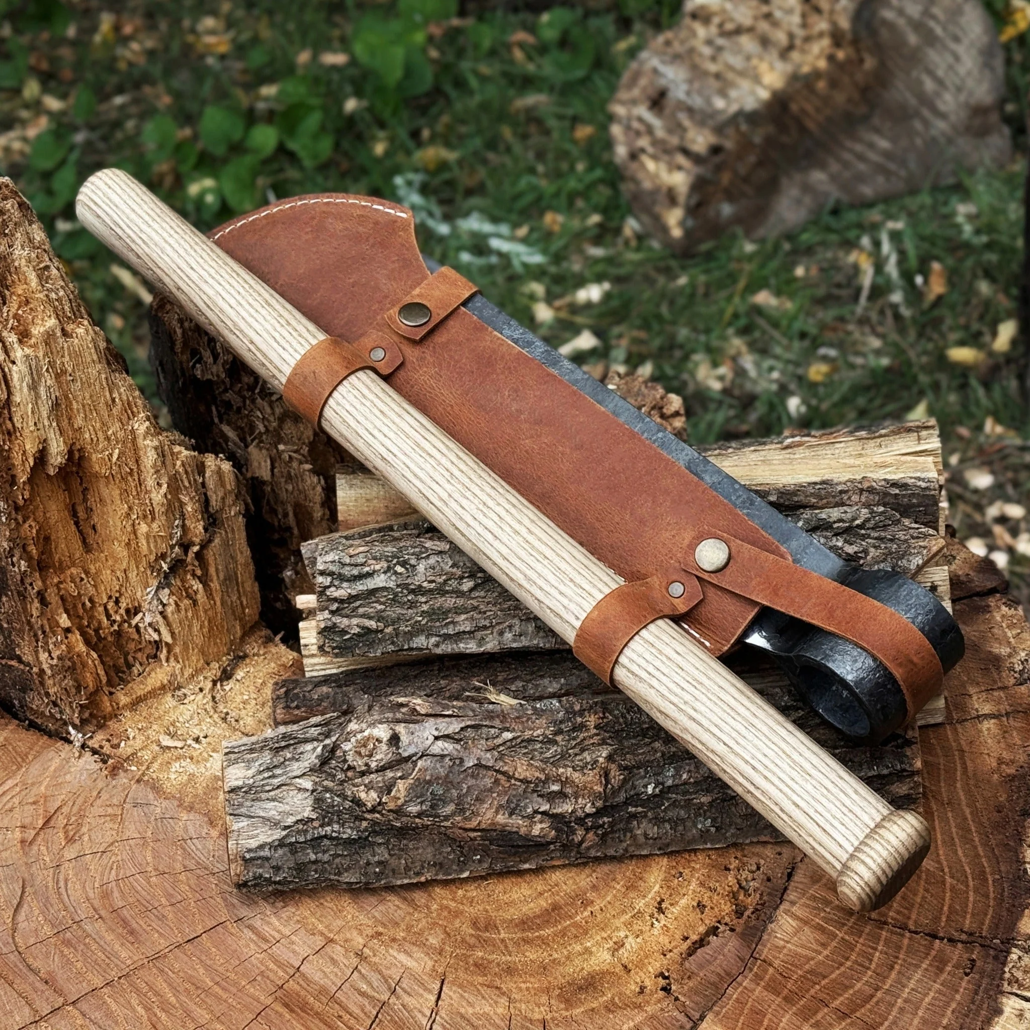 Hand-Forged Splitting Froe – Leather Sheath with Handle Holder - Image 13