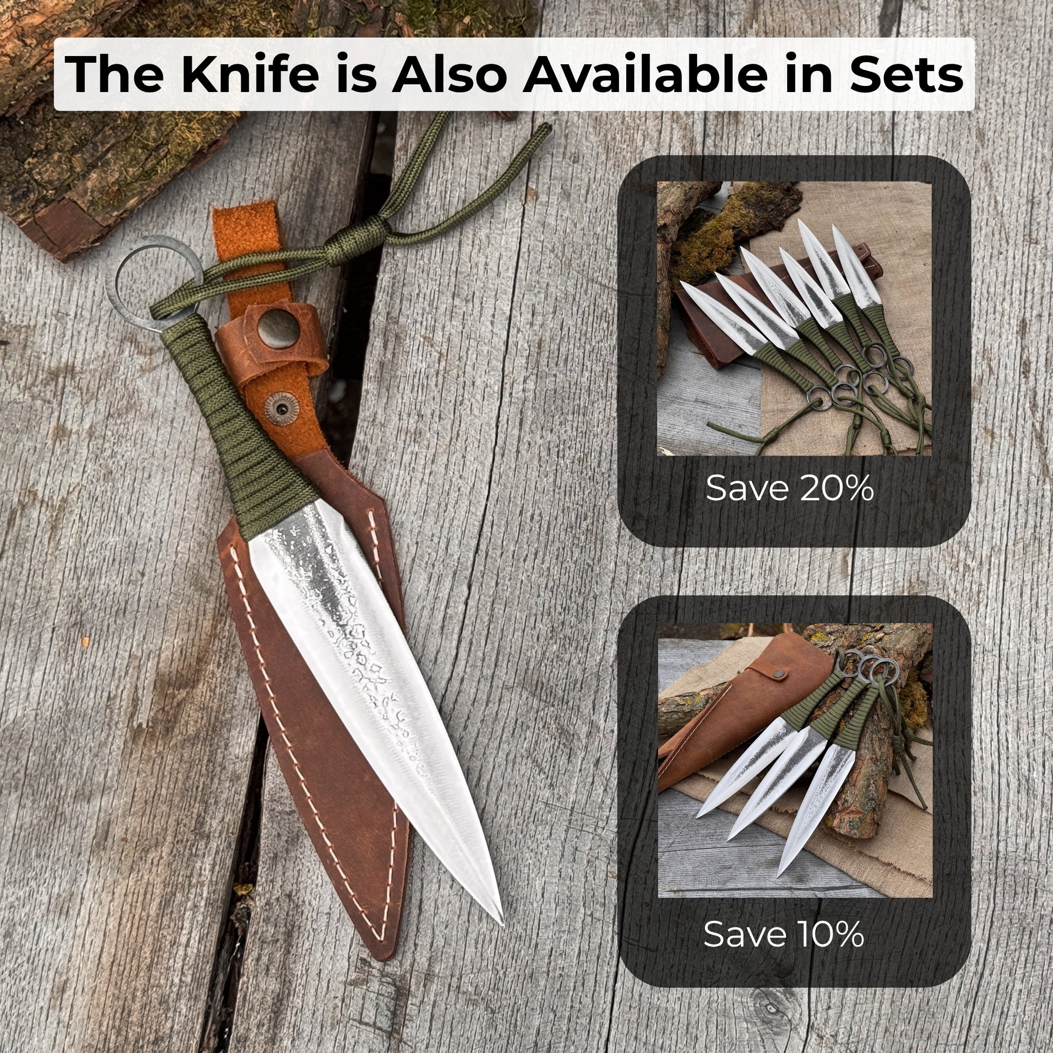 Hand-Forged Throwing Knife – 23 cm (9 in) with Leather Belt Sheath - Image 11