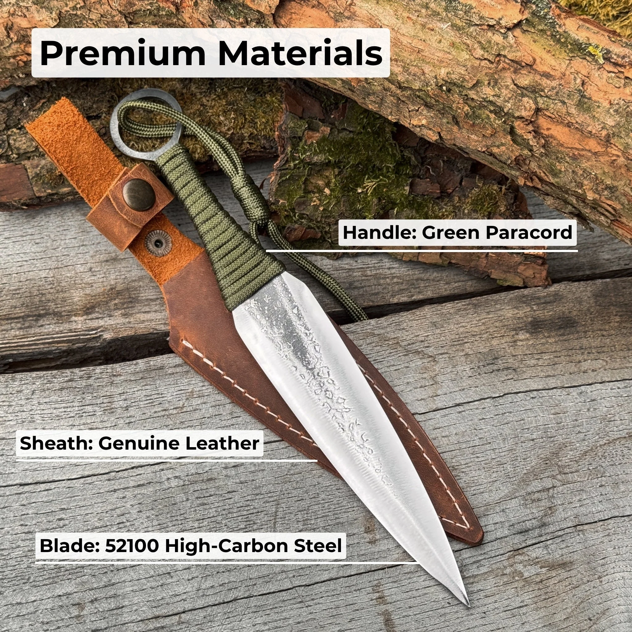 Hand-Forged Throwing Knife – 23 cm (9 in) with Leather Belt Sheath - Image 7
