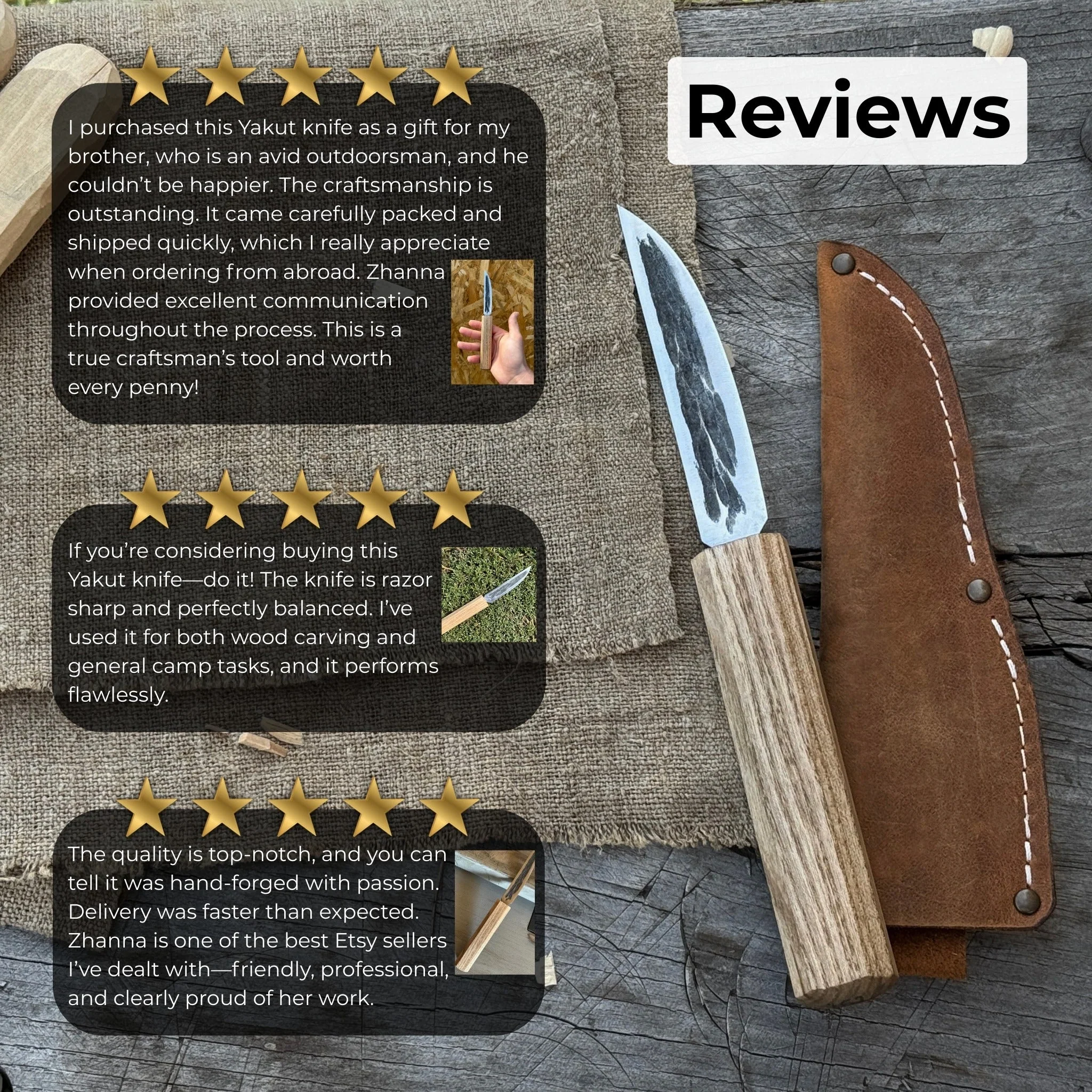 Hand-Forged Yakut Knife with Leather Sheath, 9.5 cm (3.74 inches) - Image 10