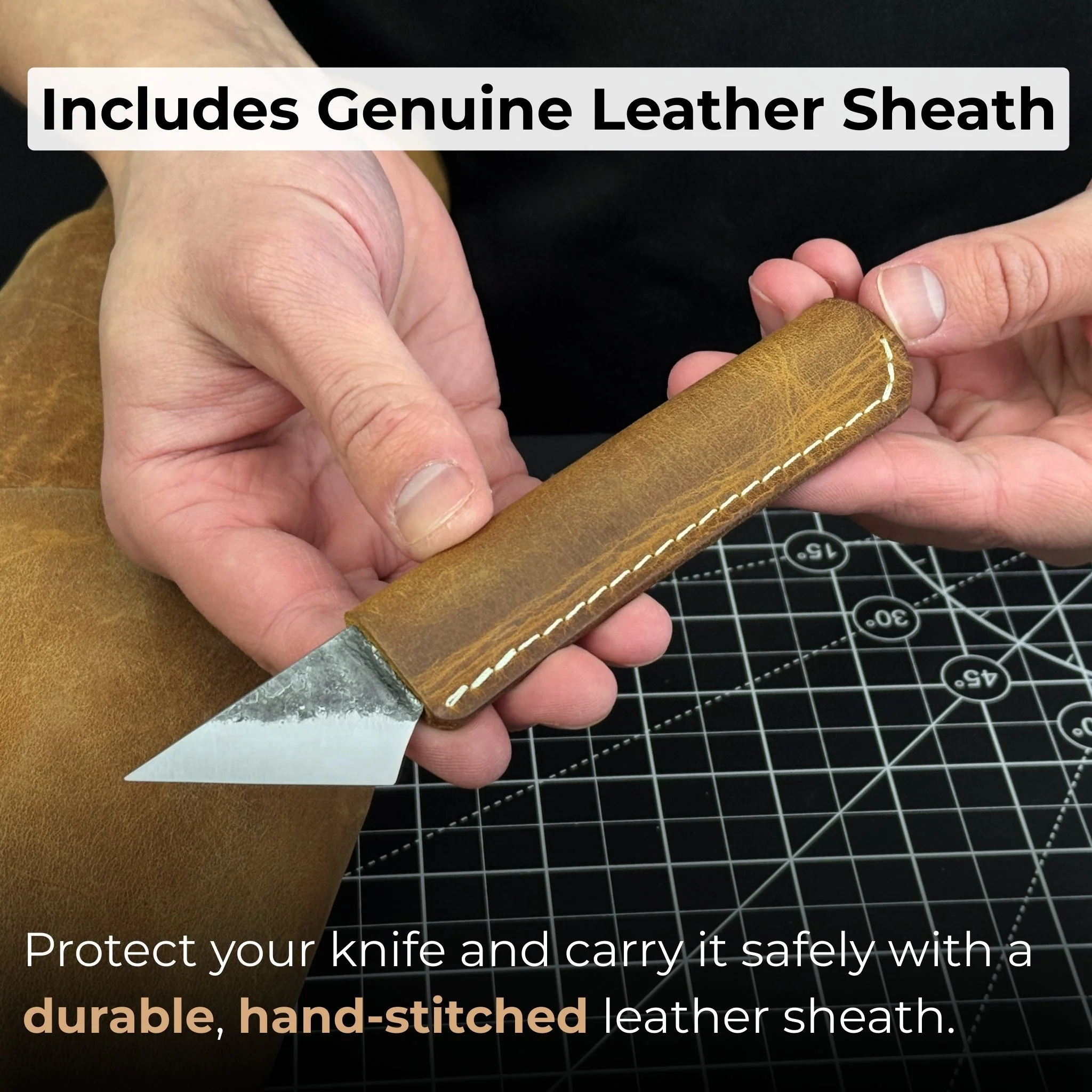 Kiridashi Knife - Razor-Sharp Carbon Steel Blade with Leather Sheath - Image 5