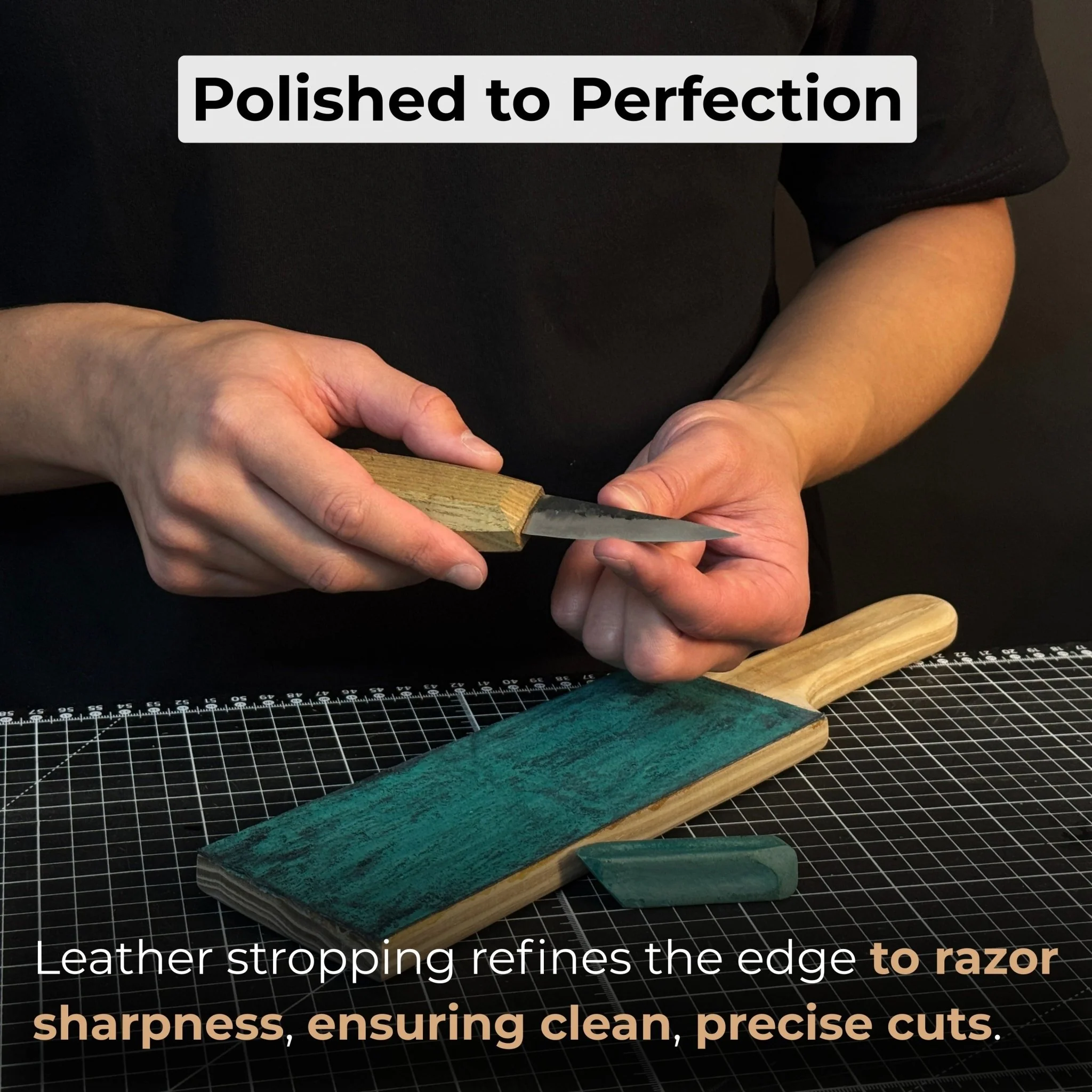 One-Sided Leather Strop For Knife Sharpening & Polishing Compound - Image 5