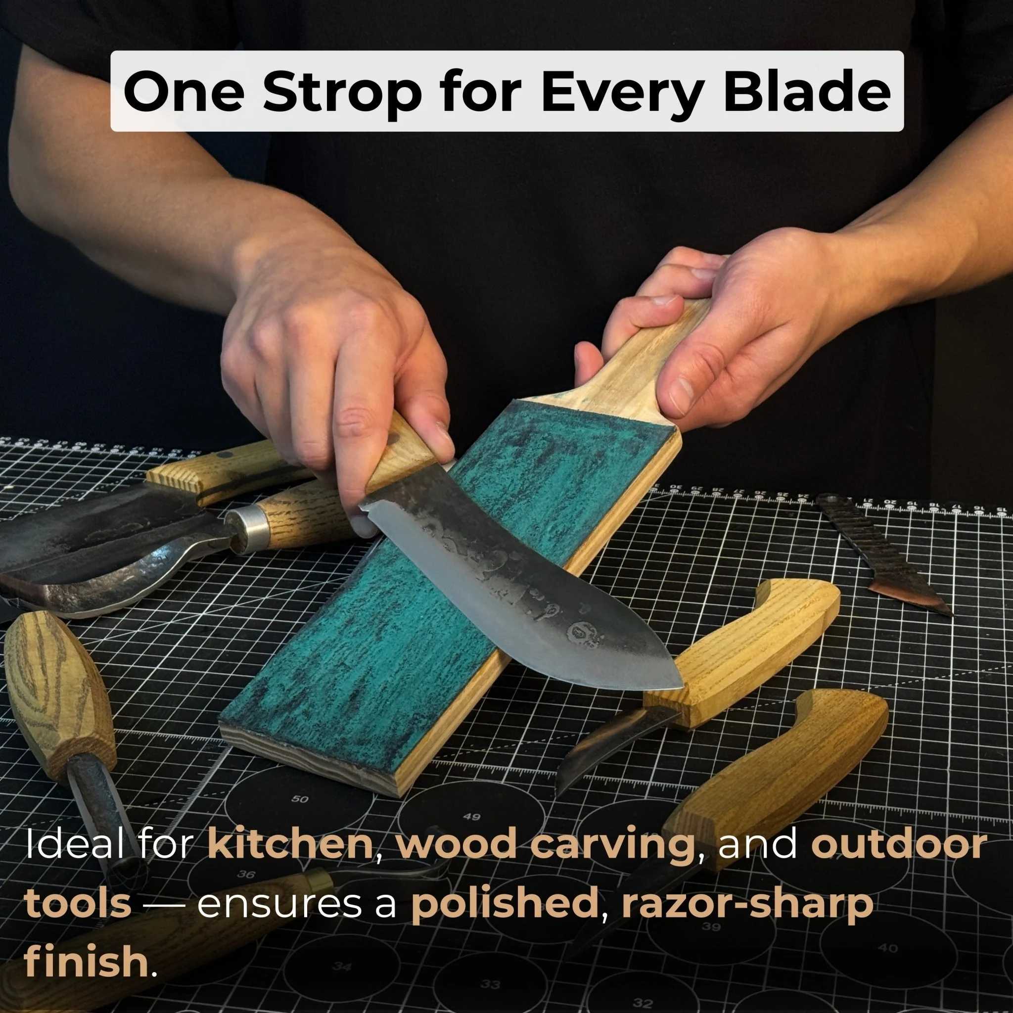 One-Sided Leather Strop For Knife Sharpening & Polishing Compound - Image 6