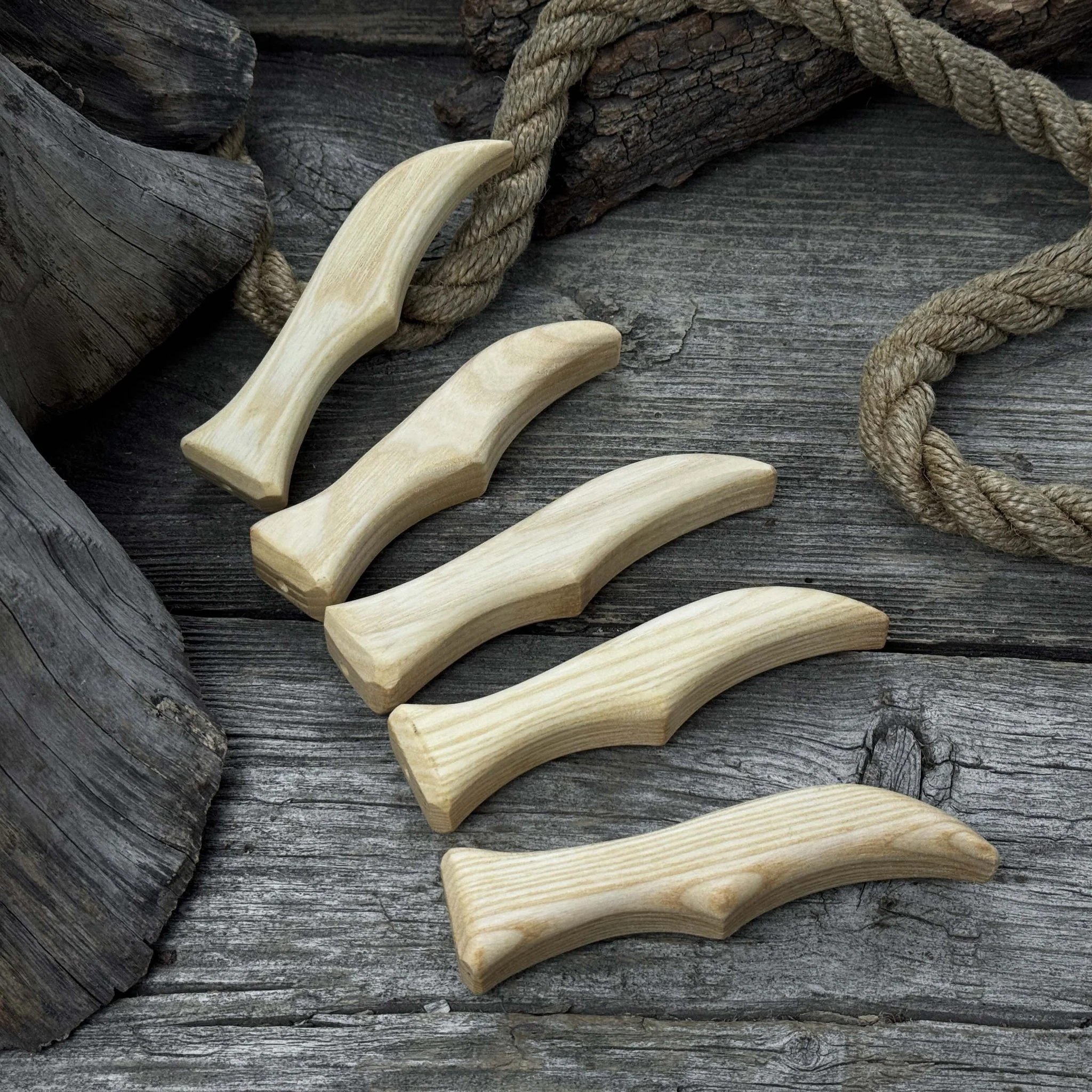 Set of 5 Ash Wood Knife Handles - Image 5