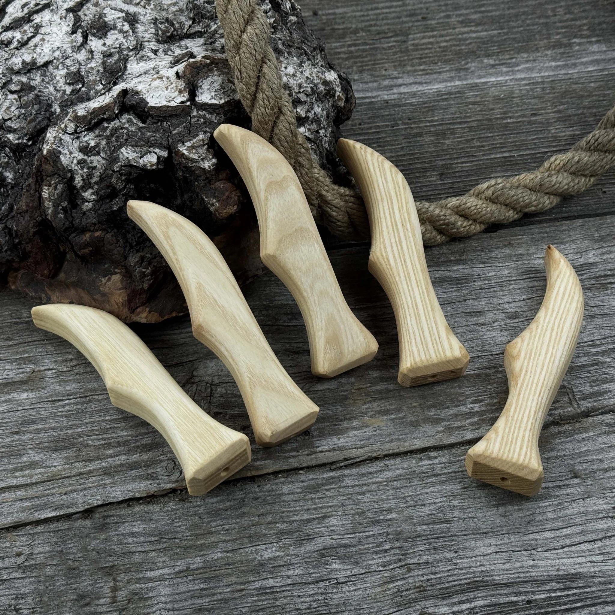 Set of 5 Ash Wood Knife Handles - Image 7