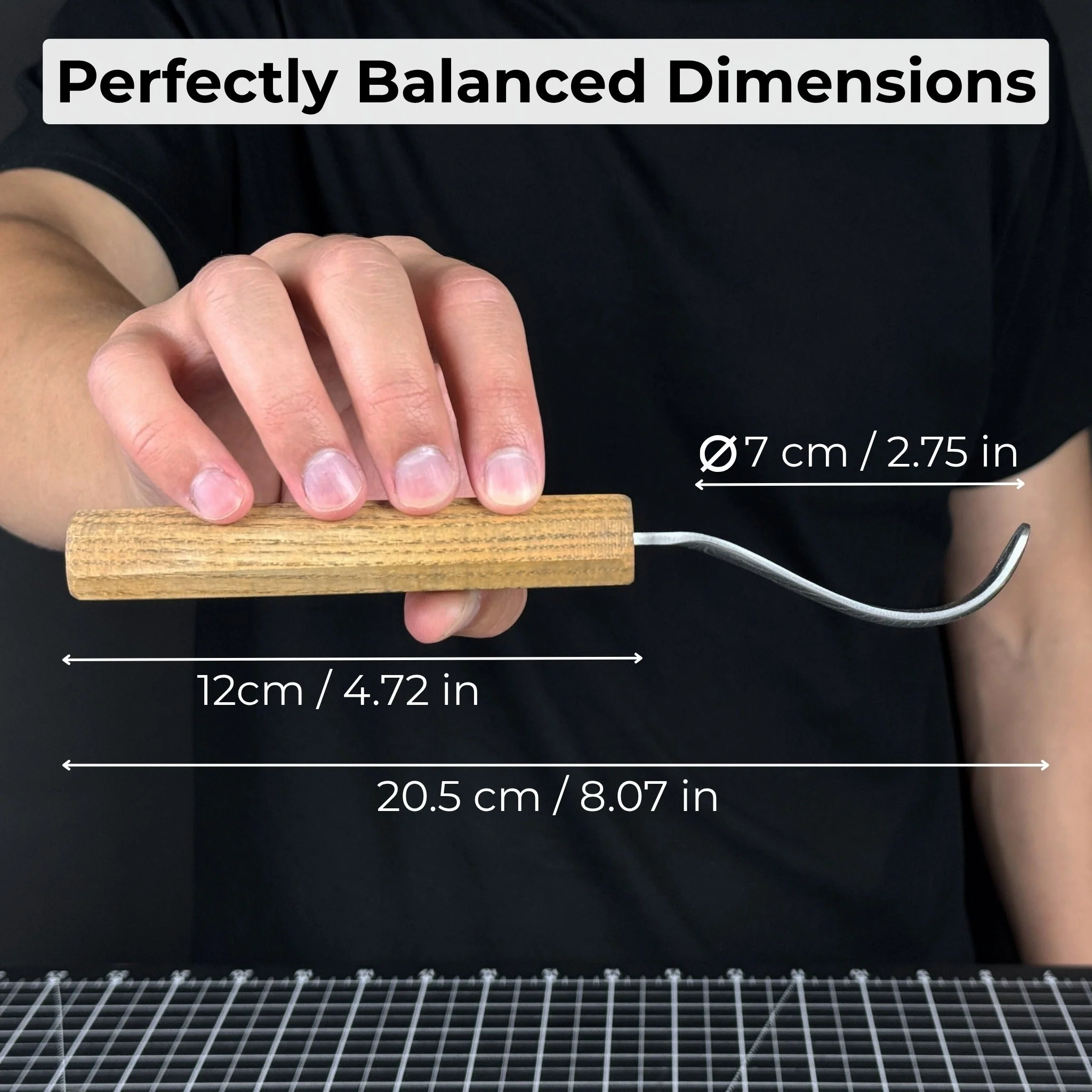 Spoon Carving Hook Knife – Long Curved Blade 7 cm (2.7 inches) - Image 5