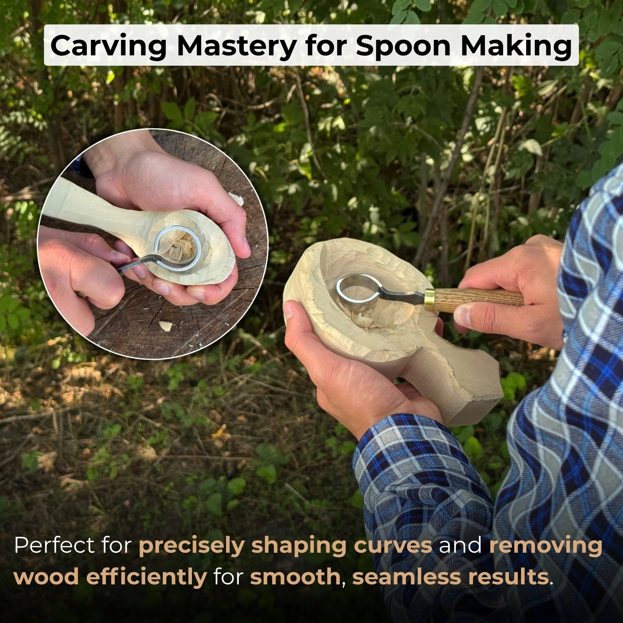Spoon Carving Scorp (Round) Knife, ⌀3 cm (1.2 inches) with Leather Case - Image 7