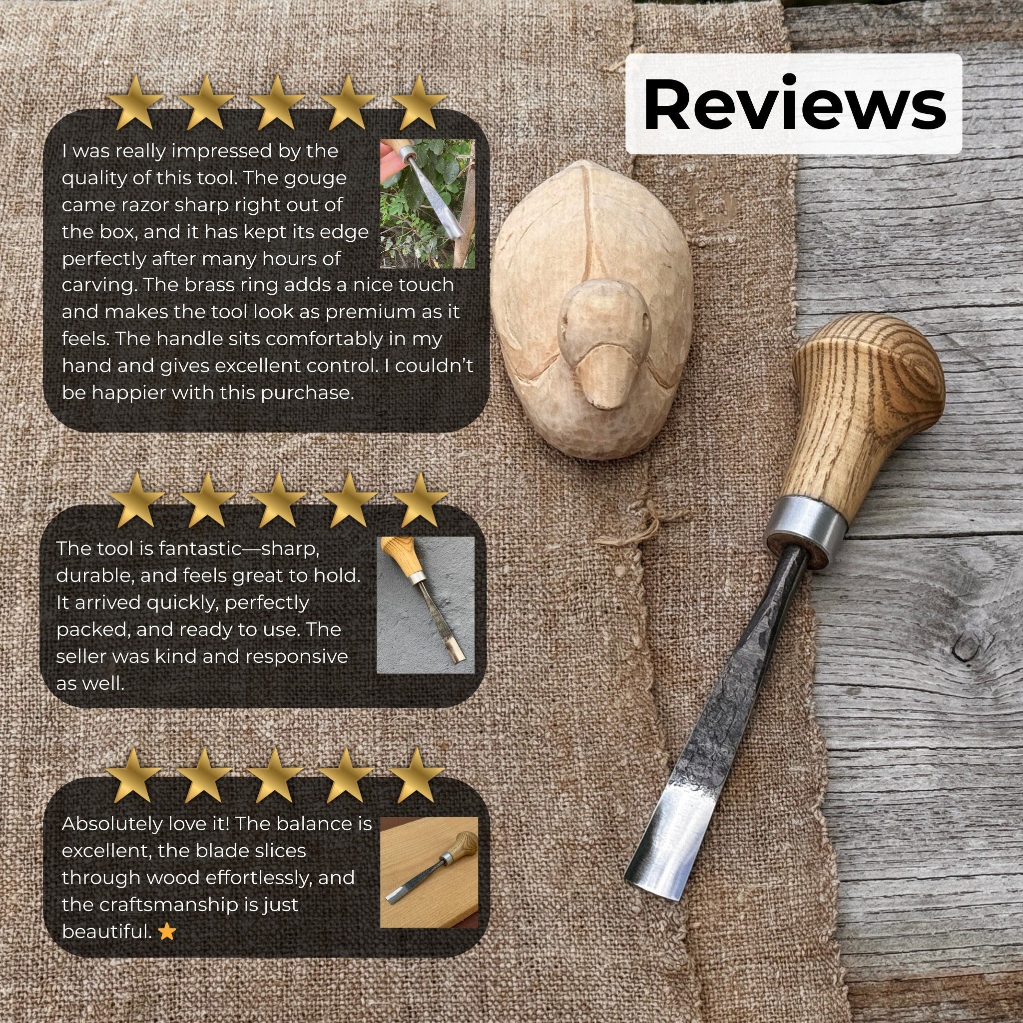 Straight Carving Gouge with Palm Handle – 12 mm (0.47 inches) - Image 10