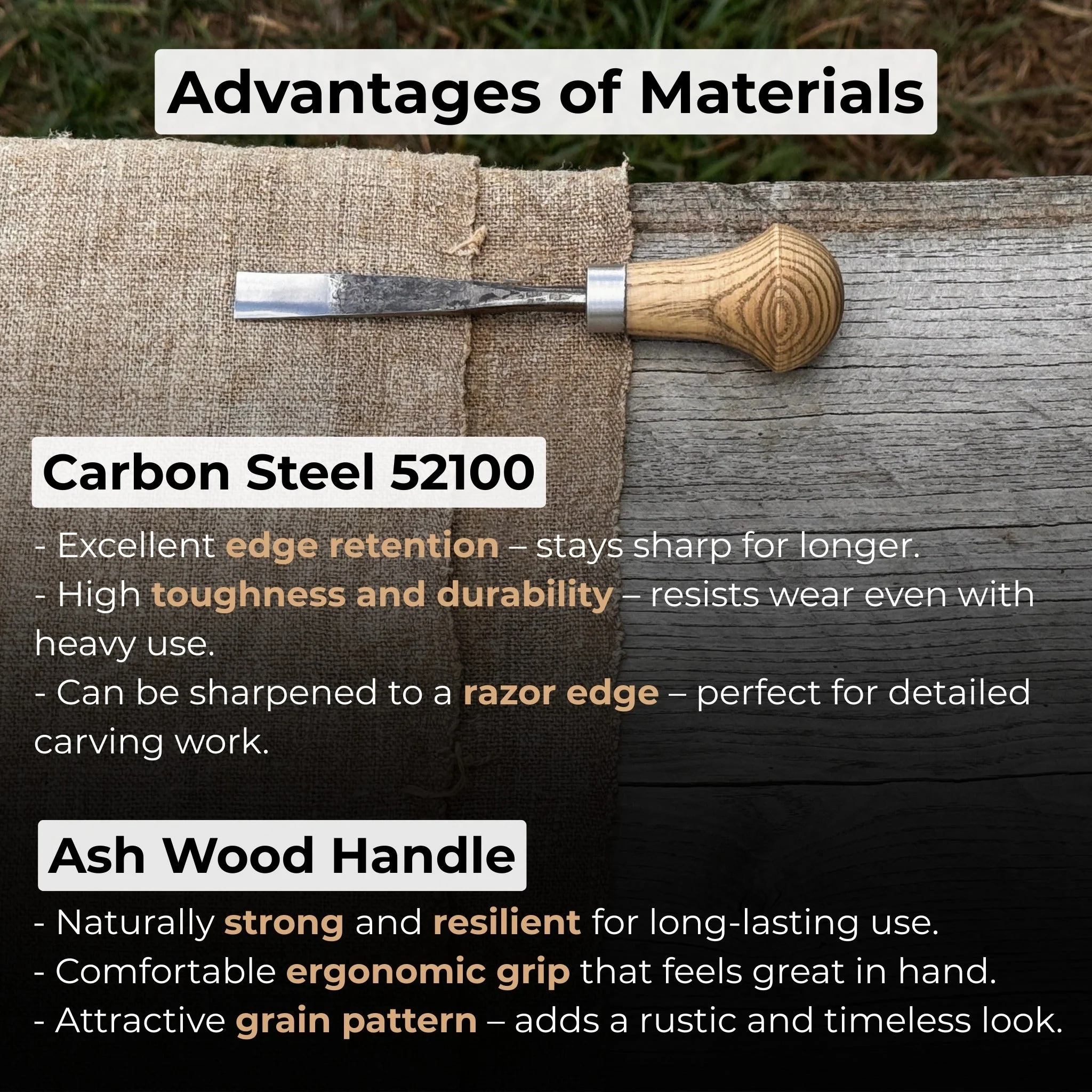 Straight Carving Gouge with Palm Handle – 12 mm (0.47 inches) - Image 4